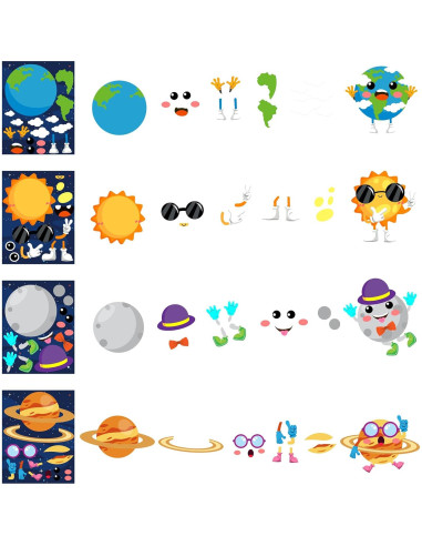 Stickers de Planetas WATINC 45 Piezas para Niños - Fiesta