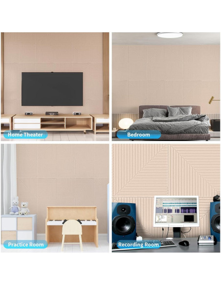 Paneles Acústicos Autoadhesivos Art3d 6 Unidades 61x61 cm Camello