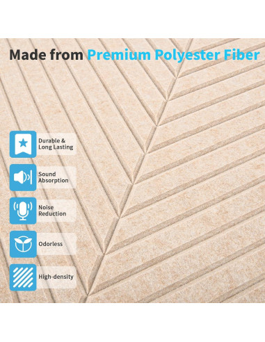 Paneles Acústicos Autoadhesivos Art3d 6 Unidades 61x61 cm Camello