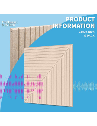 Paneles Acústicos Autoadhesivos Art3d 6 Unidades 61x61 cm Camello