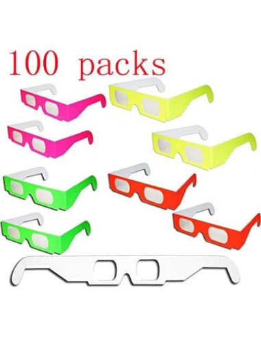 100 Gafas de Fuegos Artificiales 3D Plegables Arcoíris