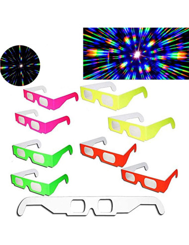 100 Gafas de Fuegos Artificiales 3D Plegables Arcoíris