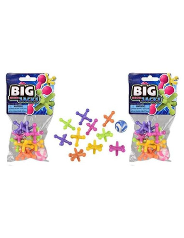 Juego Clásico de Jacks Neón - 3 Juegos con 10 Jacks y Pelota