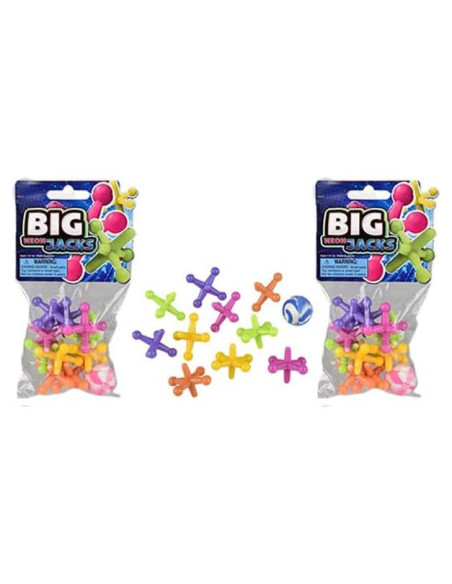 Juego Clásico de Jacks Neón - 3 Juegos con 10 Jacks y Pelota Juego Clásico de Jacks Neón - 3 Juegos con 10 Jacks y Pelota