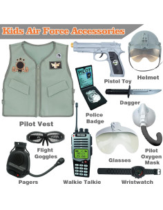 Disfraz de Piloto de Caza RedCrab para Niños 10 Piezas 2