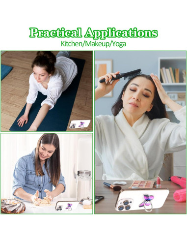 Soporte de anillo para teléfono Ymapinc en forma de mariposa - 3 piezas