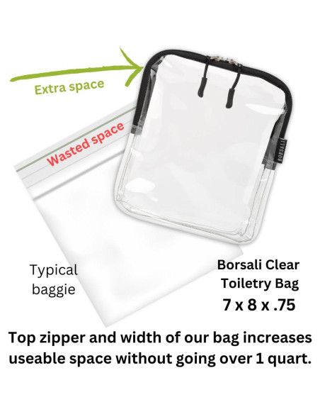 Bolsa TSA BORSALI Tamaño Quart Transparente 2 Paquete