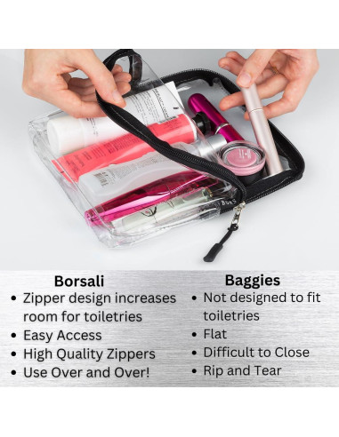 Bolsa TSA BORSALI Tamaño Quart Transparente 2 Paquete