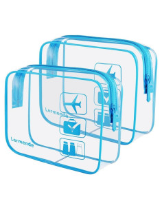 Bolsa de Aseo Transparente Lermende TSA 2 Paquete Azul