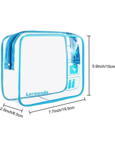 Bolsa de Aseo Transparente Lermende TSA 2 Paquete Azul 2