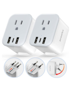 Adaptador de Enchufe de Viaje SCOOFEX 4 en 1 con USB-C