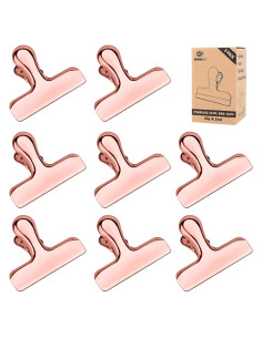 Paquete de 8 Clips de Metal BUNDLEPRO para Bolsas - Acero Inoxidable Oro Rosa