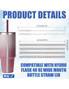 4 Popotes de Acero Inoxidable BOXOB para Hydroflask 1L 2