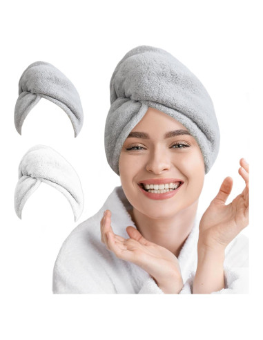 Paquete de 2 Toallas de Microfibra AGLIFEFY para Cabello 66x25.4cm