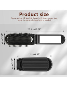 Set de 3 Cepillos de Pelo Plegables TOSAMZOO con Espejo 2