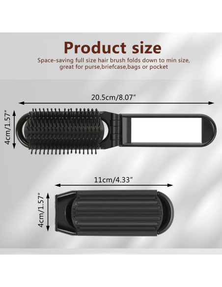 Set de 3 Cepillos de Pelo Plegables TOSAMZOO con Espejo