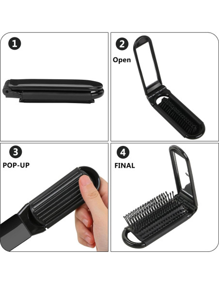 Set de 3 Cepillos de Pelo Plegables TOSAMZOO con Espejo