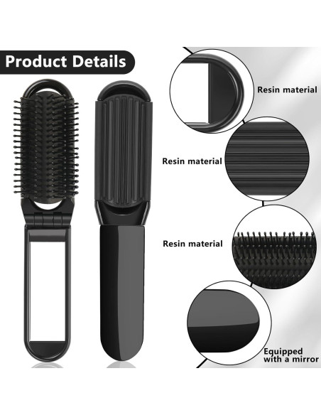 Set de 3 Cepillos de Pelo Plegables TOSAMZOO con Espejo