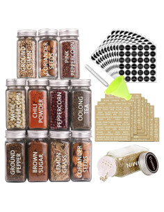 SWOMMOLY 36 Tarros de Especias de Vidrio Cuadrados 118ml