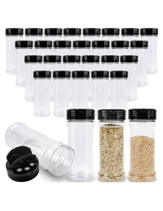 30 Tarros de Especias de Plástico Conagel 200 ml con Tapa Dosificadora