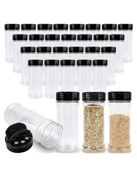 30 Tarros de Especias de Plástico Conagel 200 ml con Tapa Dosificadora