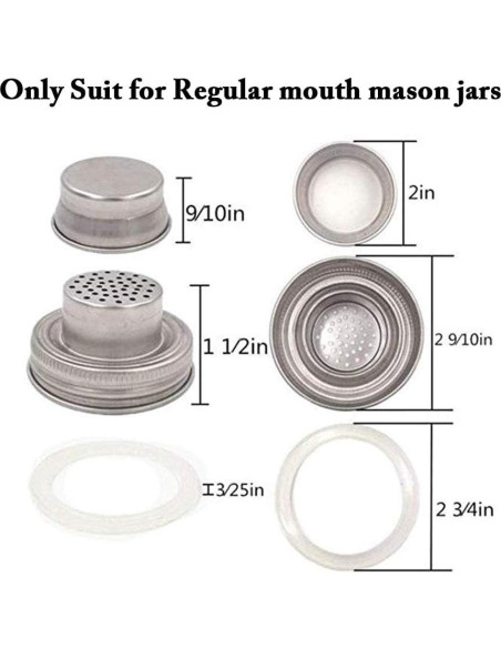 Set de 6 tapas para frascos Mason L7HWDP - Infusiones y germinación