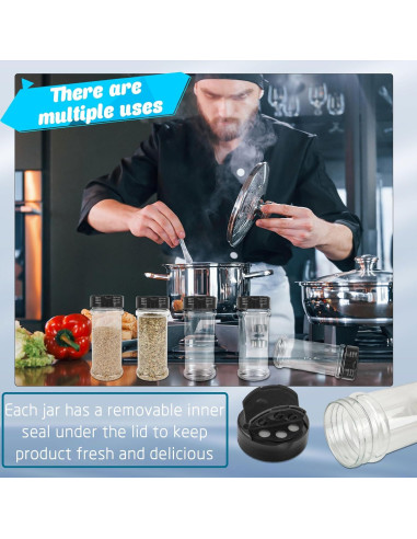 30 Tarros de Especias de Plástico Conagel 200 ml con Tapa Dosificadora