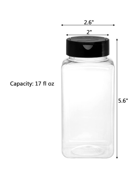 Tosnail 16 Tarros de Especias Plástico 500 ml Transparente