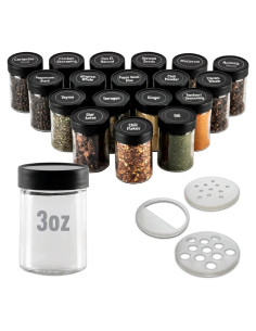 Tarros de Especias de Vidrio AllSpice 3oz - Pack de 18