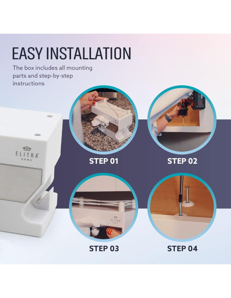 Abrelatas eléctrico 3 en 1 ELITRA HOME bajo gabinete blanco