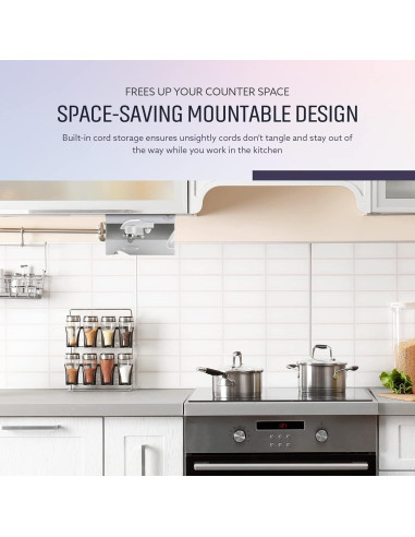 Abrelatas eléctrico 3 en 1 ELITRA HOME bajo gabinete blanco