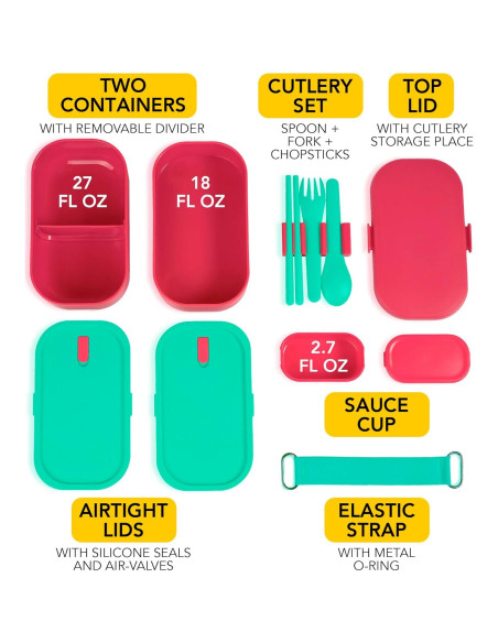 Caja Bento Aislada Hmtmat 1.33L con Palillos Reutilizables