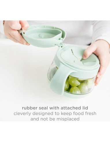 Contenedor de Snacks Ubbi Tweat Antivuelco Salvia y Azul