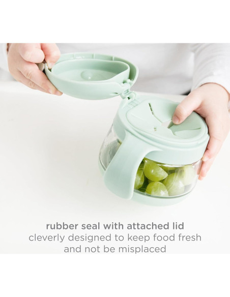 Contenedor de Snacks Ubbi Tweat Antivuelco Salvia y Azul