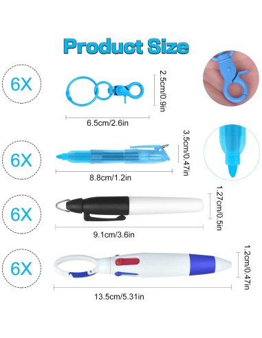 Paquete 24 Piezas Bolígrafos Resaltadores DLUGOPIS Multicolor