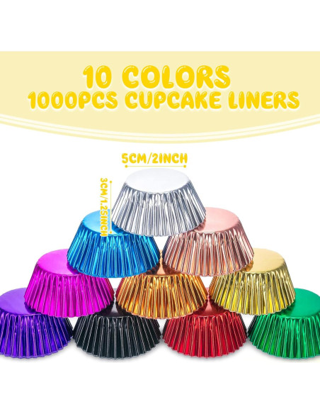 1000 Forros de Cupcake de Aluminio Vesici 5 cm Colorido