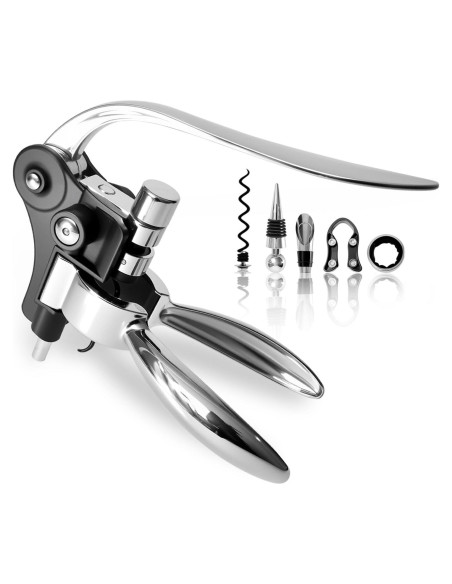 Sacacorchos de Conejo Plateado DEMARRE con Accesorios de Vino