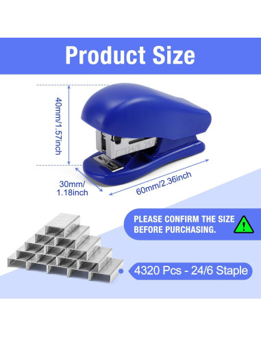 9 Mini Grapadoras Cabaubl con 4320 Grapas Estándar - Azul, Blanco, Negro
