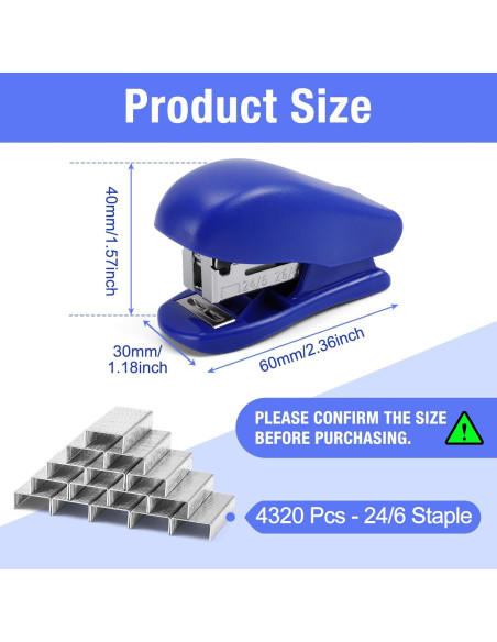 9 Mini Grapadoras Cabaubl con 4320 Grapas Estándar - Azul, Blanco, Negro