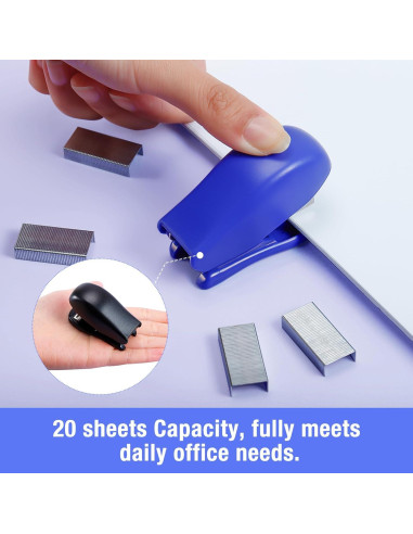 9 Mini Grapadoras Cabaubl con 4320 Grapas Estándar - Azul, Blanco, Negro
