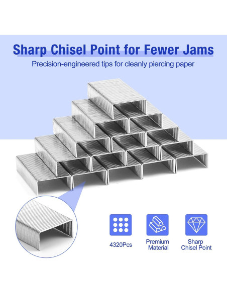 9 Mini Grapadoras Cabaubl con 4320 Grapas Estándar - Azul, Blanco, Negro