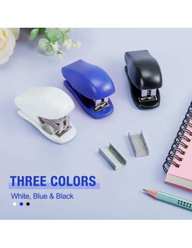 9 Mini Grapadoras Cabaubl con 4320 Grapas Estándar - Azul, Blanco, Negro