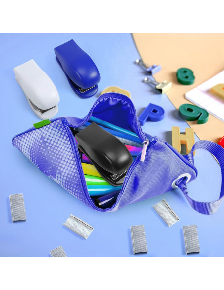 9 Mini Grapadoras Cabaubl con 4320 Grapas Estándar - Azul, Blanco, Negro