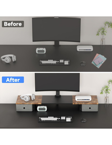 Soporte Doble para Monitores Suptek con Cajones - Ergonomía Ajustable