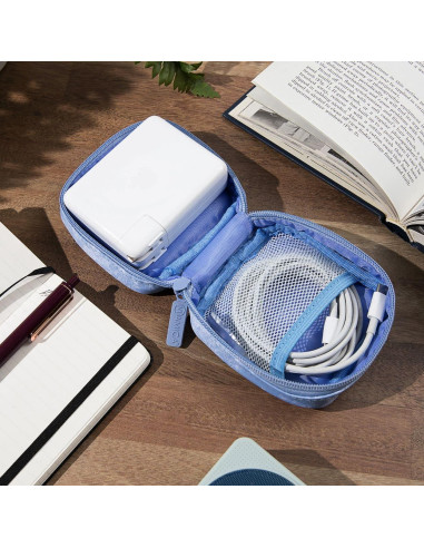 Organizador de Cables Miamica Floral Azul Pequeño 11.4x10.8cm