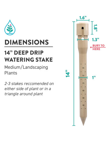 Estacas de Riego Profundo DEEP DRIP 14" Beige - Paquete de 3