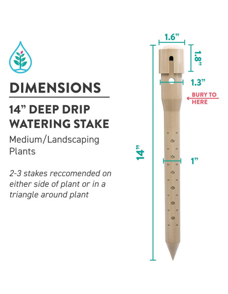 Estacas de Riego Profundo DEEP DRIP 14" Beige - Paquete de 3