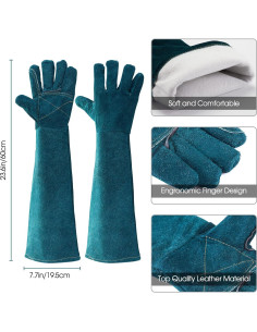 Guantes para Manejo de Animales AOWPFVV 60cm Verde Grande 2