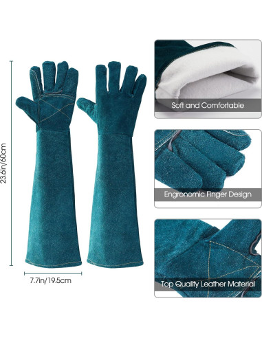 Guantes para Manejo de Animales AOWPFVV 60cm Verde Grande