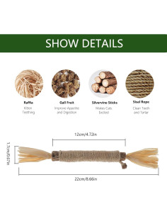 5 Palos de Silvervine para Gatos RELONGGI - Juguetes Naturales 2